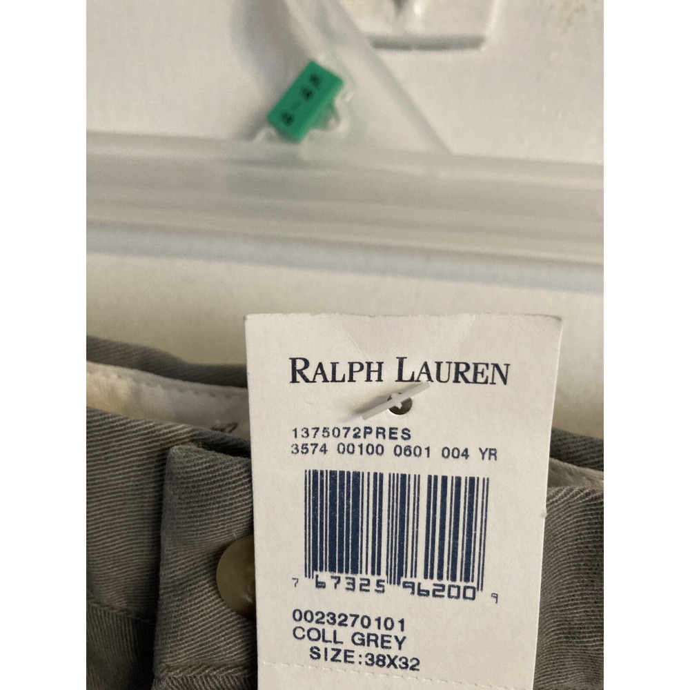 Polo Ralph Lauren Pants Men's 38x32 Gray Chino The Preston Flat Front Vtg #1827 - Picture 4 of 12